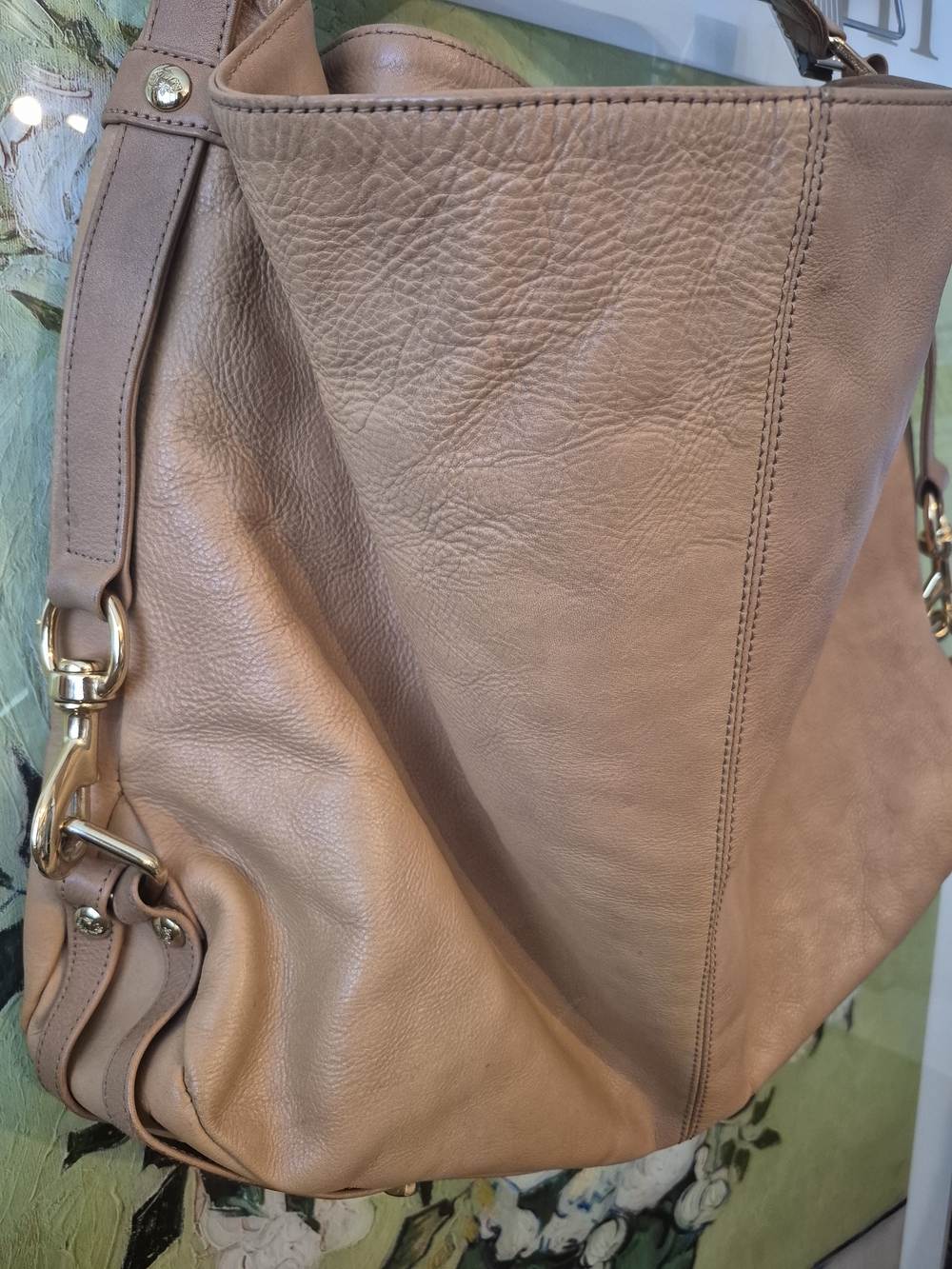 💕REBECCA MINKOFF Large Leather Hobo Bag in Light Taupe💕